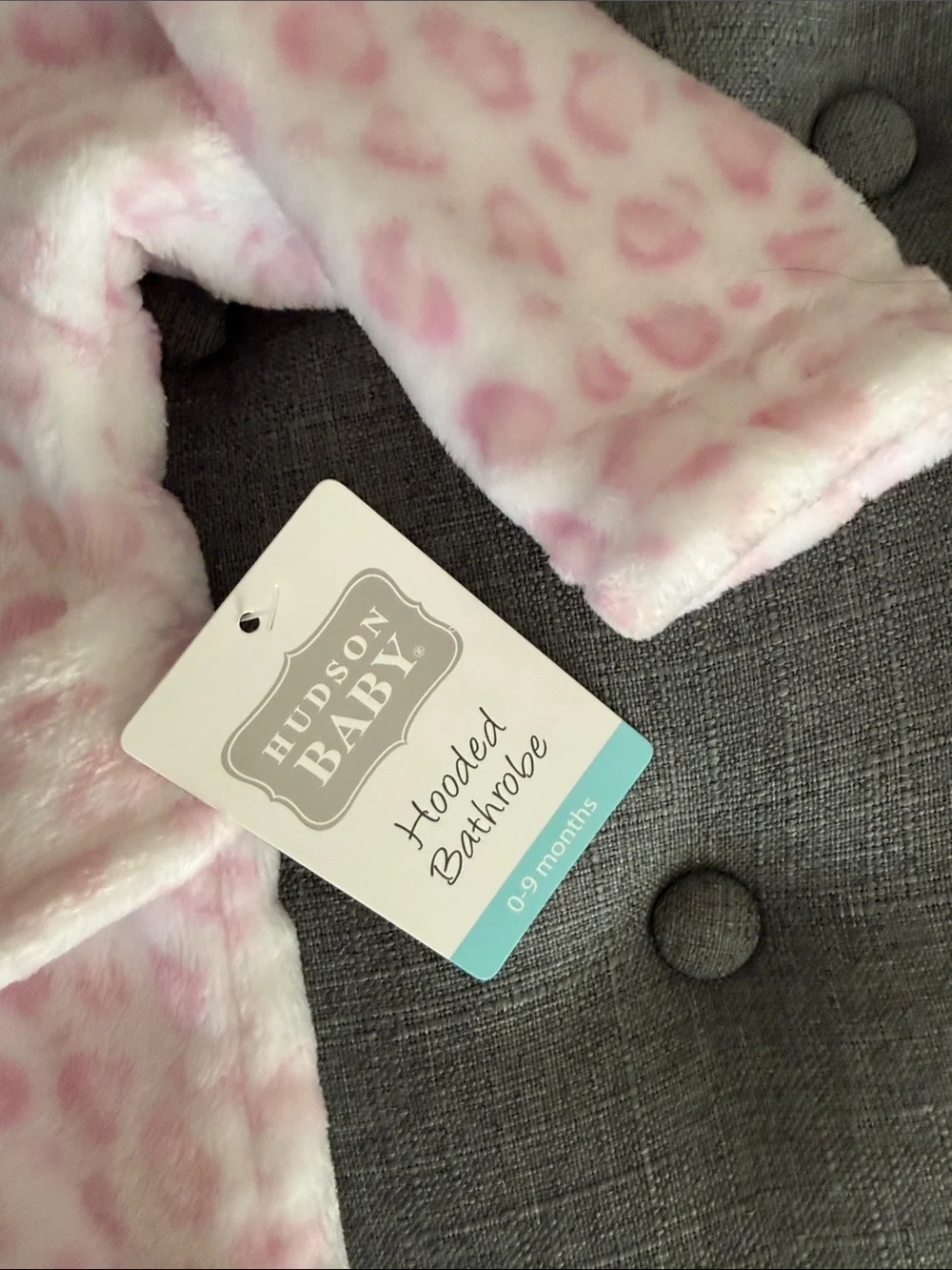 Hudson Baby Pink Leopard Print Hooded Kids Robe with Ears